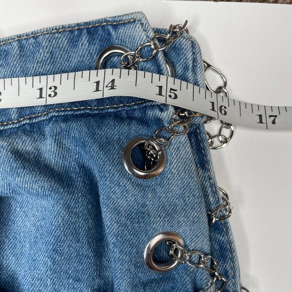 Eyelet Chain Boyfriend Denim High Rise 4 Pocket Jeans 6/8 Sz 29 Feminine Sexy - Picture 8 of 12
